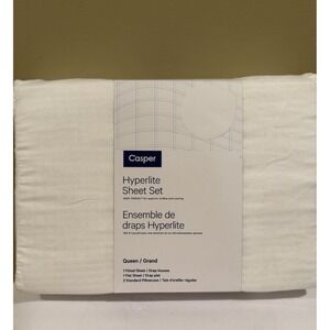 Casper Hyperlite Cooling Grid Weave 100% Lyocell WHITE 4pc QUEEN Sheet Set NWT!
